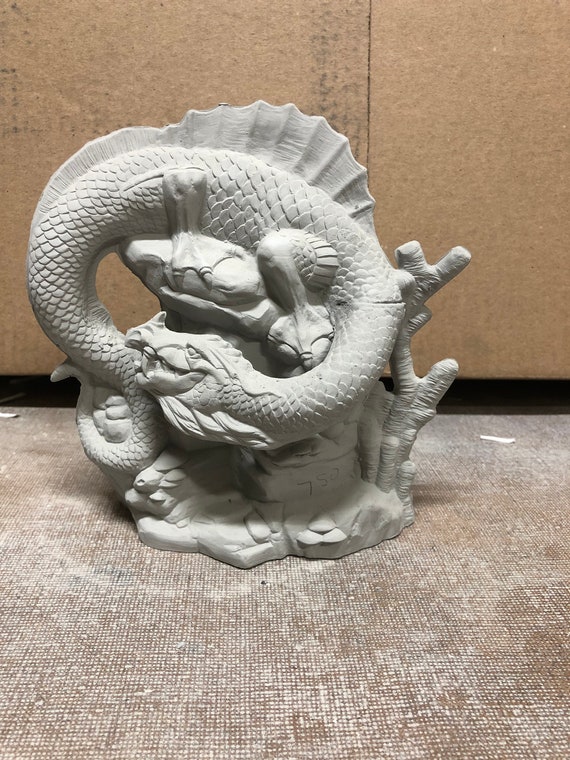 Figurine Serpent-dragon En Céramique Biscuit Non Peinte - Prête à Peindre DIY - Modèle Debout