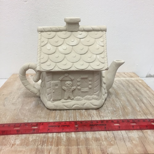 Ceramic Bisque Gingerbread House Teapot Ready to Paint Etsy