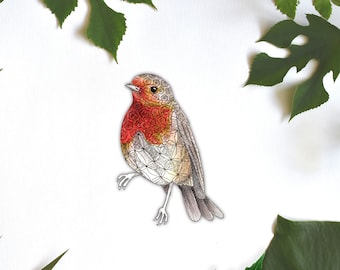 Cute Bird Vinyl Stickers, Robin Red Breast Wall Sticker, Nature Vinyl Wall Decal, Bird Decal, British Garden Birds Wall Stickers