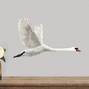 Flying Swan Decal, Swan Wall Stickers for the Modern Farmhouse, Swan Vinyl Decal Sticker, Swan Nursery Decor Gift in the UK