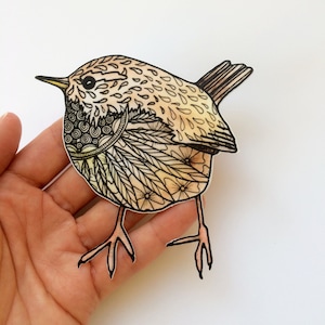 Calcomanía de pared de pájaro reyezuelo, decoración extraíble para habitación infantil, pegatinas de pájaros de jardín británico