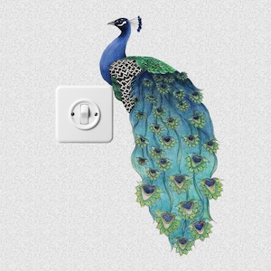 Large Peacock Wall Sticker, Peacock Bird Decal, Bird Vinyl Wall Stickers, Peacock Wall Decor, Nature Wall Decal