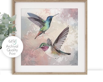 Hummingbird art print, Hummingbirds wall decor, Pink prints, Birds and flowers pretty artwork, Humming bird print