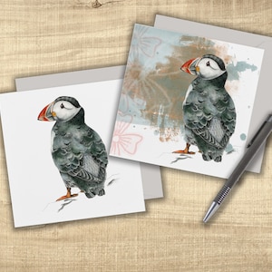 Puffin card set of 2 greeting cards, sea birds cards, Puffin gifts for your bird lover friend