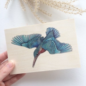 Ansichtkaart ijsvogel hout, kaart gewoon omdat, natuurkaarten, ijsvogelkunst, vogelcadeaus