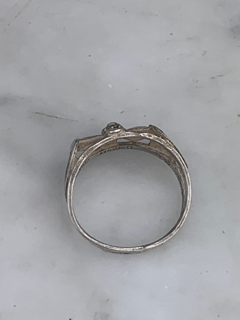 Vintage Sterling Silver Taxco Mexico Flower Daisy Heart Eagle Mark Size 9 Ring