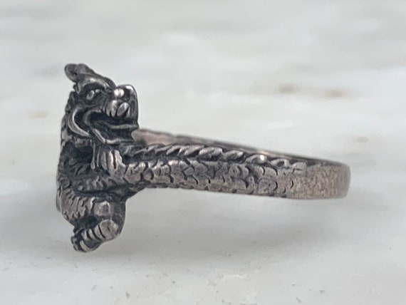 Vintage Sterling Silver Mythical Dragon Patina / … - image 4