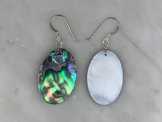 Purple Mother of Pearl Sterling Silver Leaf Dangle Earrings Purple Mother of Pearl Sterling Silver Leaf Dangle Earrings