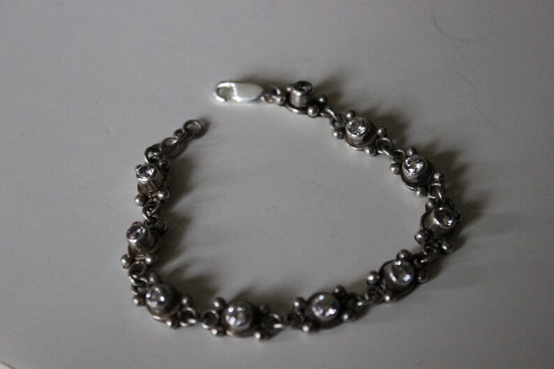 Vintage Sterling Silver Cubic Zirconia Southwestern Bracelet | Etsy