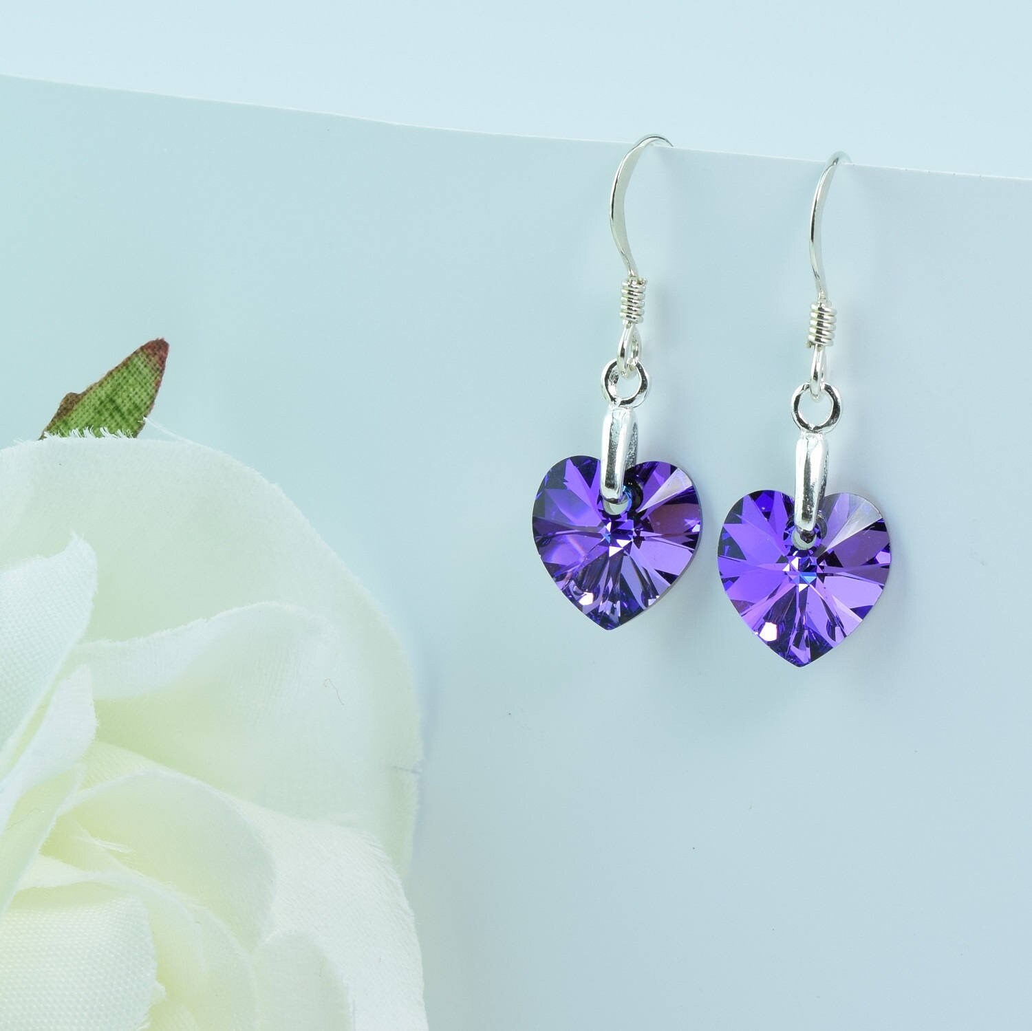 Purple heart best sale earrings