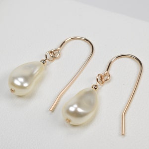 Dainty Pearl Drop Earrings - 14ct Gold Fill - Baroque Pearls Everyday Jewellery - Jewelry for Brides and Bridesmaids - Unique Handmade in UK