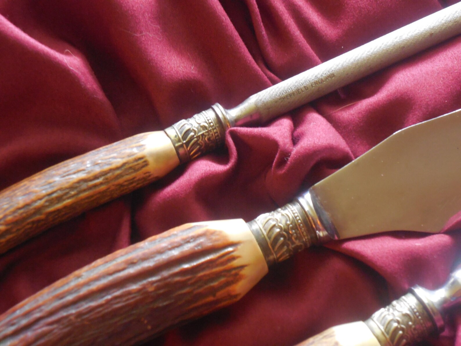 Vintage 3 Piece Stag Horn Carving Set by Cooper Bros. & Sons Etsy