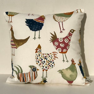 16 inch cushion cover: Chickens, Hens & Pheasants Design, with matching reverse, a 100% cotton Prestigious Textiles Harriet Vintage design