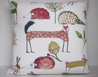 Quirky Children's Animal 16" Cushion Cover in "Oh My Deer - Berry colourway" 100% Cotton Fabric with Matching Reverse