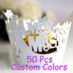 Mr & Mrs Right wedding cupcake holder White wedding Marry me fairy tale I do cupcake wrapper handmade cupcake holder lace wraps collars