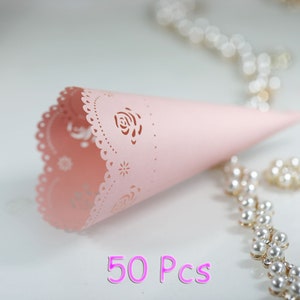 lace rose confetti cone Stencil classic rose wedding cone fancy white flower confetti cone handmade rose wedding party wraps confetti cone