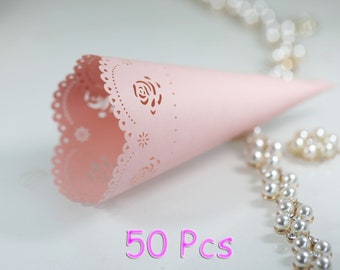 lace rose confetti cone Stencil classic rose wedding cone fancy white flower confetti cone handmade rose wedding party wraps confetti cone