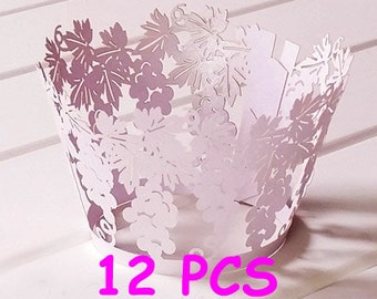 12 pcs Lavender grape wrapper Stencil vineyard gardening wrapper fancy Cupcake Wrapping Paper Wedding cake wrapper gardening party