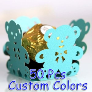 Forest bear truffle paper wraps birthday shower candy paper holder cake pops shimmer chocolate display party table display luxurious candy