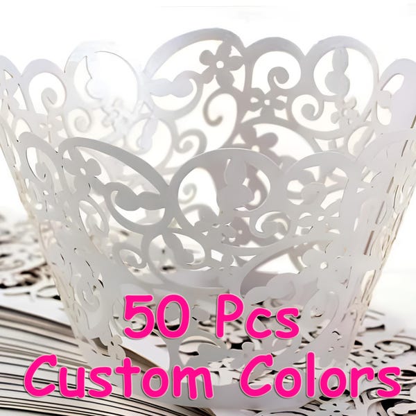 Filigree Paper Laser Cupcake Wrappers Fancy white wedding cake Stencil cupcake liner fancy flower lace cupcake wrapping paper wedding party