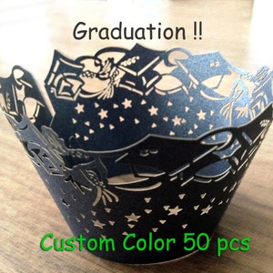 Graduation Party Cupcake Wrappers Custom Color Reading Day Stencil cupcake liner School Day party wraps collars cupcake wrapping paper