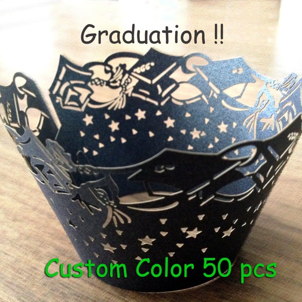 Graduation Party Cupcake Wrappers Custom Color Reading Day Stencil cupcake liner School Day party wraps collars cupcake wrapping paper