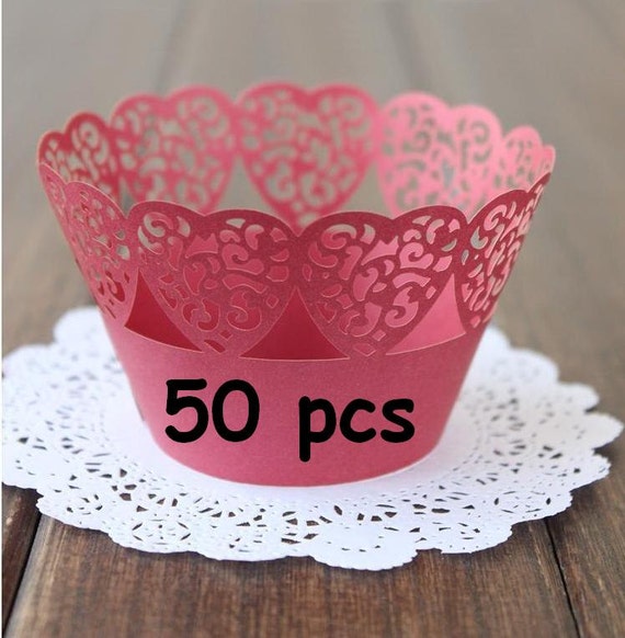 Red Heart Cupcake Liner Stencil Heart Shape Wrapper Passion Red
