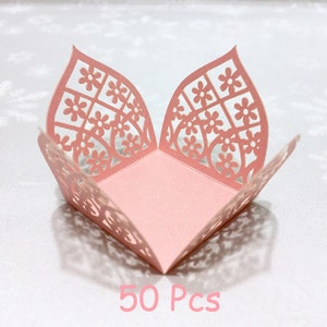Flower fence truffle paper wrappers wedding candy paper holder Laser cut shimmer chocolate display party table display luxurious candy