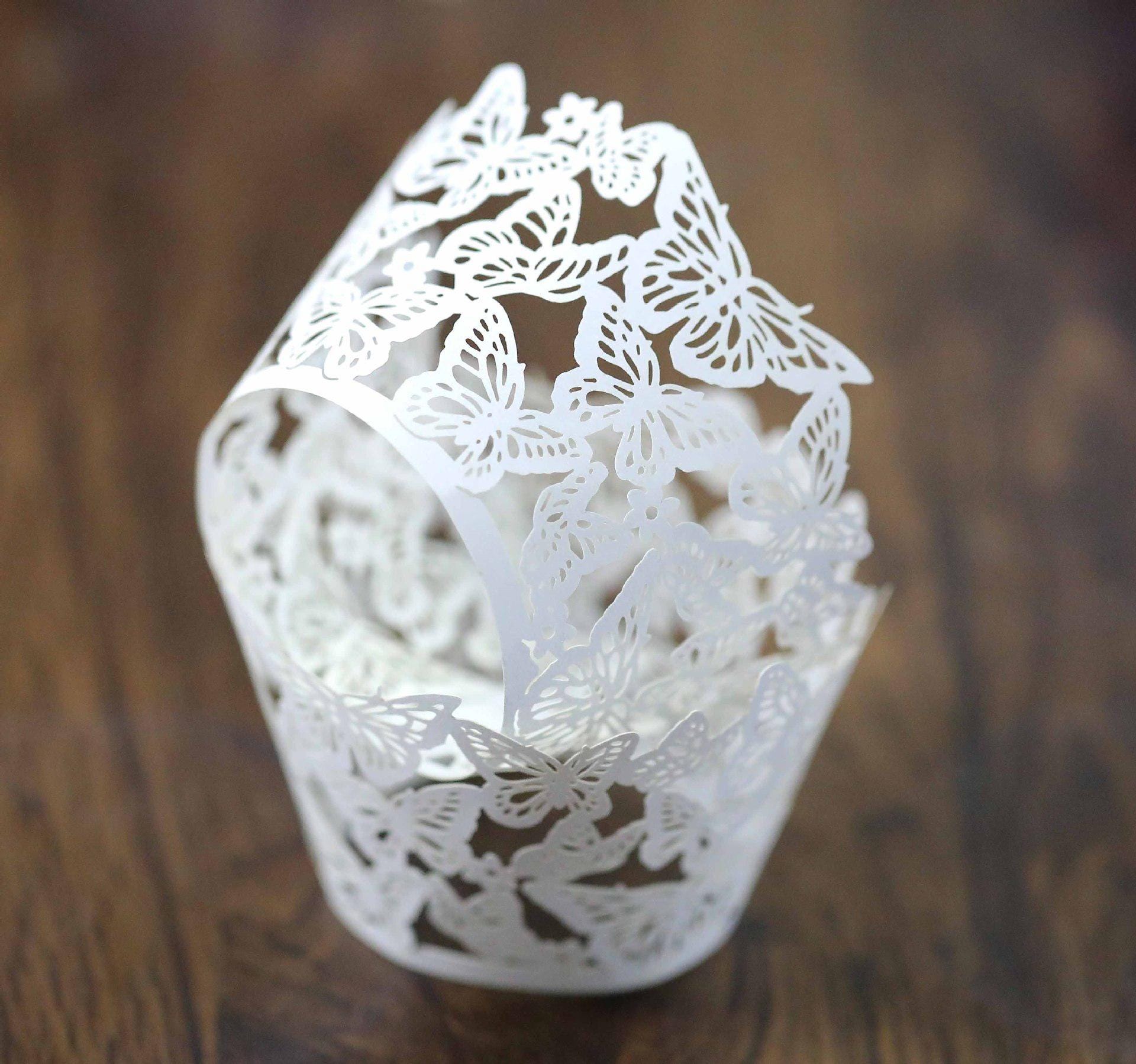 Stencil Butterfly Wrapper Fancy Butterfly Lace Wedding Cupcake Wrapping ...