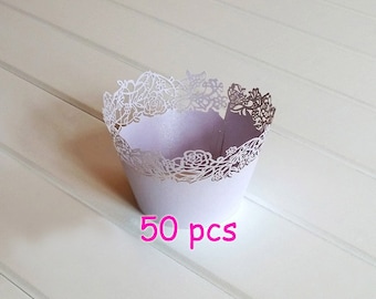 Stencil Lavender laser cut wrapper fancy flower lace wedding Cupcake Wrapping Paper party cake wrapper rose wrapper birthday party wraps