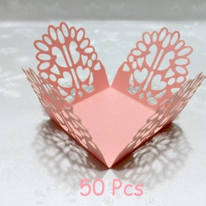 Sweet heart flower truffle paper wrappers wedding candy paper holder Laser cut shimmer chocolate display party table display luxurious candy