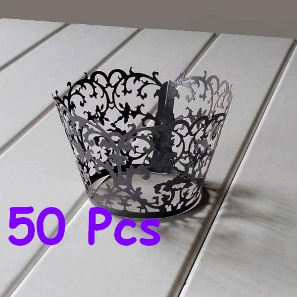 Stencil classic flower lace cupcake holder black lace cake liners lace cupcake wrapping paper cake wrapper black wedding party wraps collars