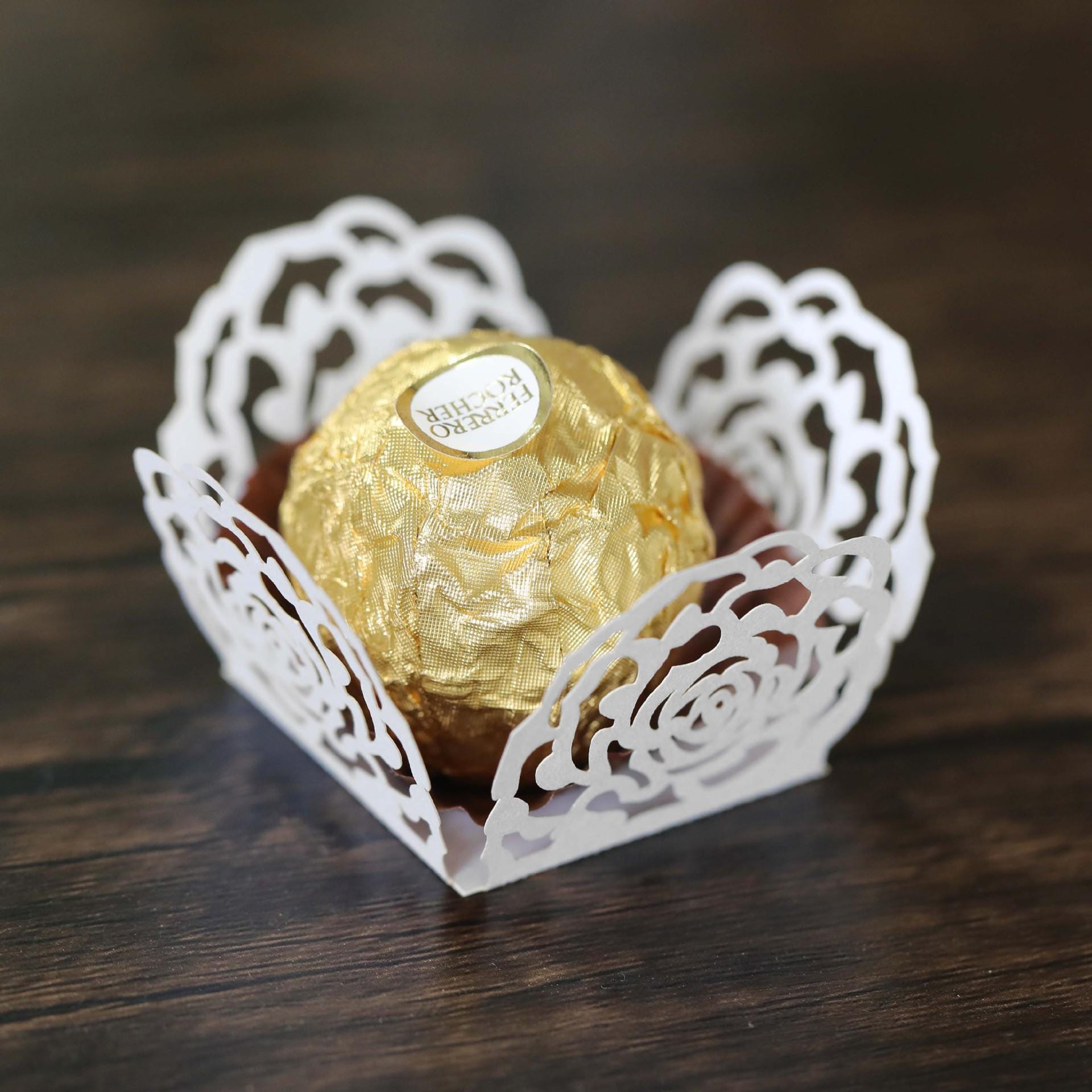 White Roses Color Wrapper Big Rose Truffle Paper Wrappers White Wedding Candy Paper Holder ...