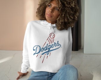 LA Dodgers Watercolor Logo Crop Hoodie