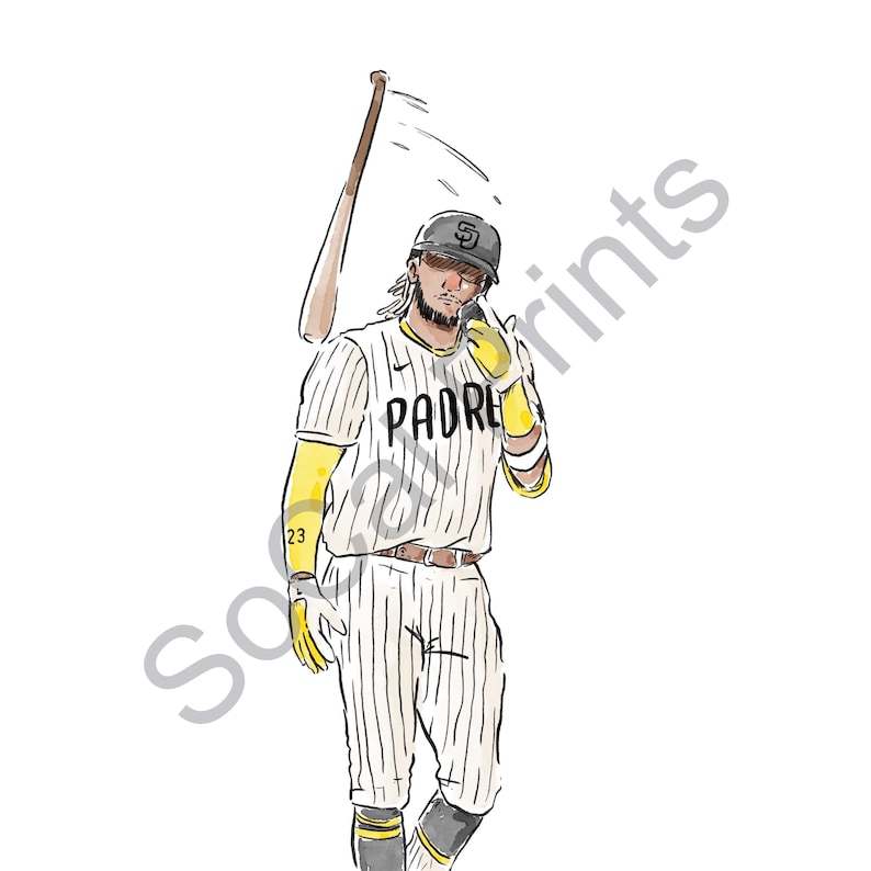 Fernando Tatis Jr. Bat Flip Watercolor Etsy
