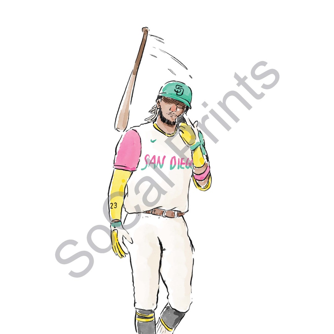 Fernando Tatis Jr. Bat Flip City Connect in Watercolor Etsy