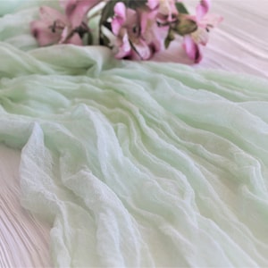 Light Mint  Wedding Cheesecloth table runner, Green Wedding table runner, Wedding Decor Rustic Table Runner, Wedding arch Draping  chiffon