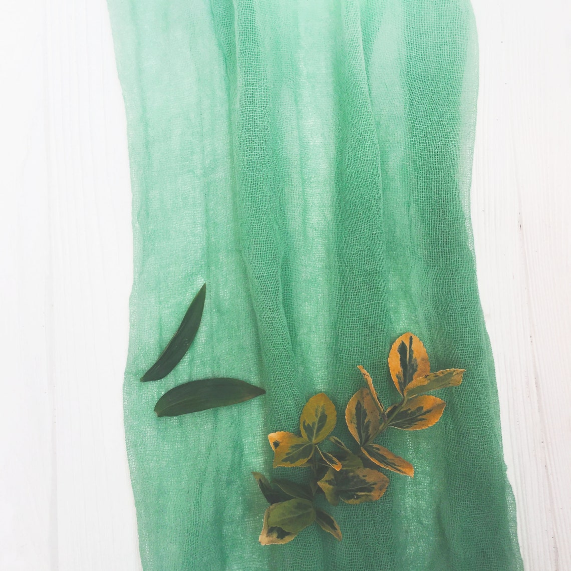 Emerald Green Boho Wedding Cheesecloth Table Runner Wedding Etsy