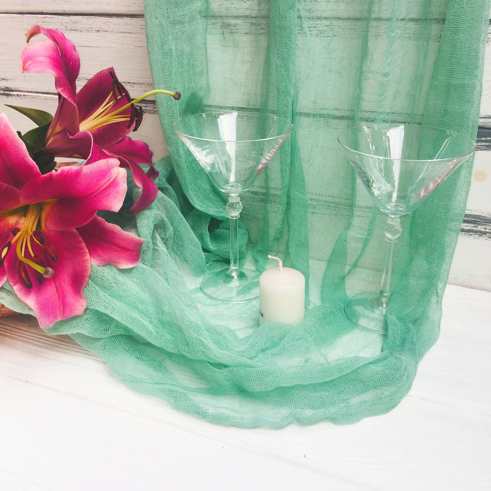 Emerald Green Boho Wedding Cheesecloth Table Runner Wedding | Etsy