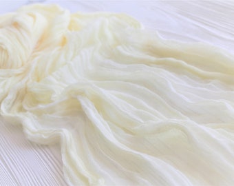 Ivory Boho Wedding Cheesecloth table runner, Wedding table runner, Wedding Decor Rustic Table Runner, Wedding arch Draping gauze chiffon