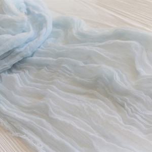 Light Blue Wedding runner, Boho Wedding Cheesecloth table runner, Wedding table runner, Wedding  gauze chiffon