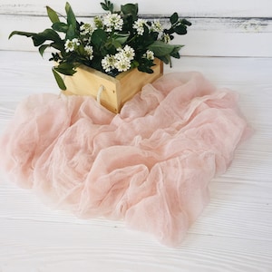 Cream Blush Wedding Cheesecloth table runner, Wedding table runner,  Wedding Decor, Rustic Runner, Wedding arch Draping gauze chiffon