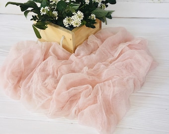 Cream Blush Wedding Cheesecloth table runner, Wedding table runner, Wedding Decor, Rustic Runner, Wedding arch Draping gauze chiffon