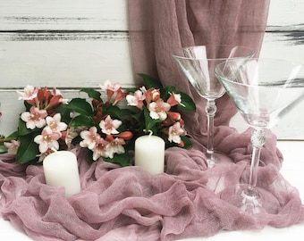Dusty Mauve Hochzeit Käsetuch Tischläufer, Hochzeit Tischläufer, Hochzeit Tischläufer, Rustikaler Läufer, Hochzeitsbogen Draping Gauze Chiffon