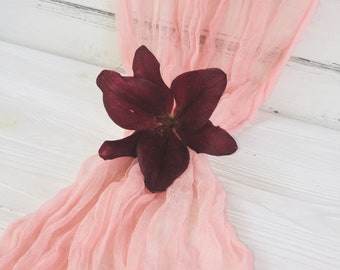 Coral Boho Wedding Cheesecloth table runner, Wedding table runner, Wedding Decor, Rustic Table Runner, Wedding arch Draping gauze chiffon