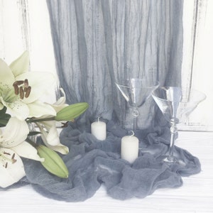 Pegeon Blue Wedding table runner, Boho Wedding Cheesecloth table runner,  Wedding Decor, Table Runner, Wedding arch Draping gauze chiffon