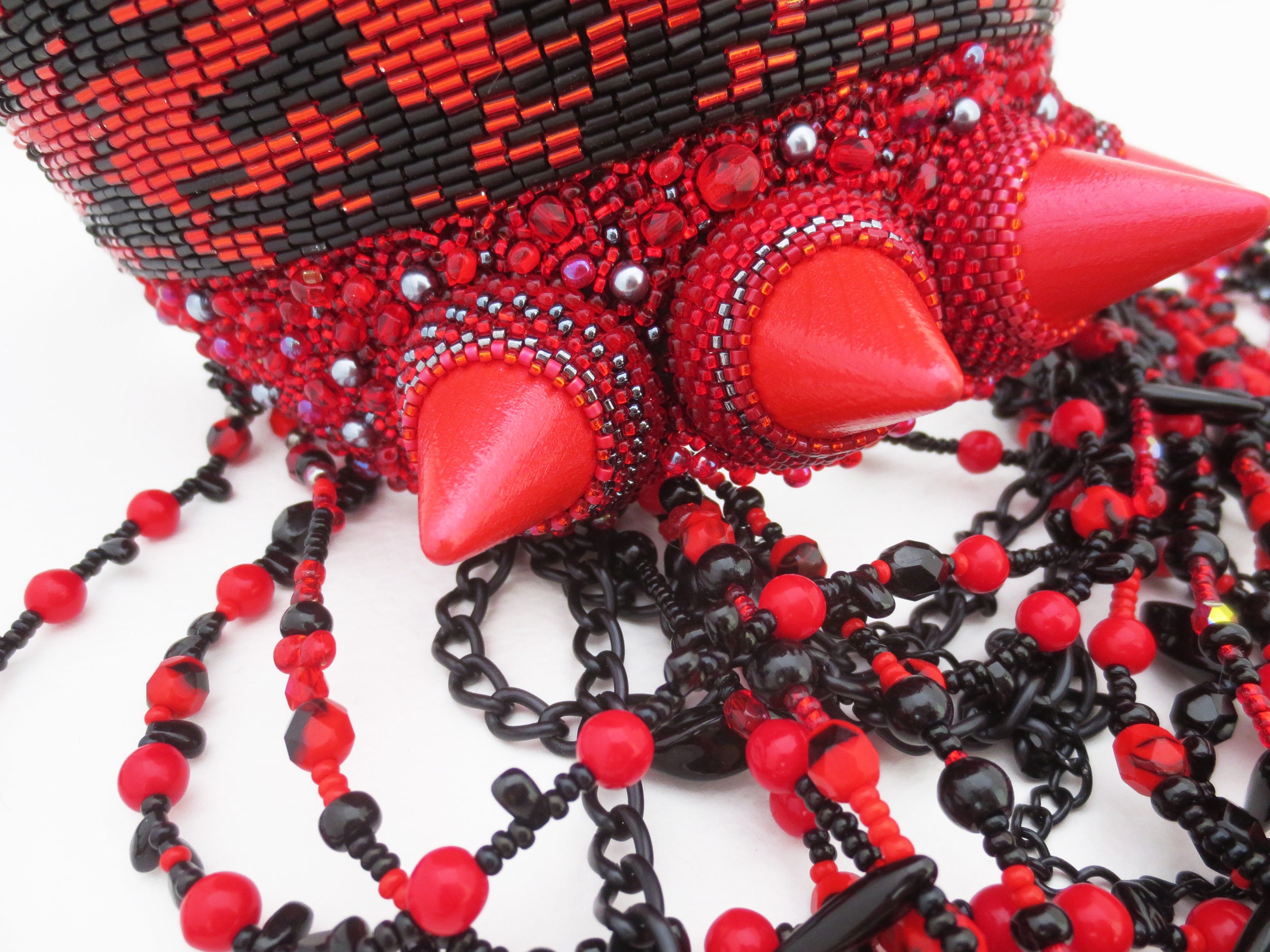 Red \u0026 Black Beaded Kokoshnik Headdress: Couture Embroidered Headpiece - Etsy, image size:2500x1875