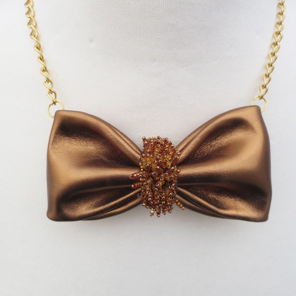 bow tie, statement necklace, black bow tie, black necklace, lady tie, women bow tie, unique gift for her