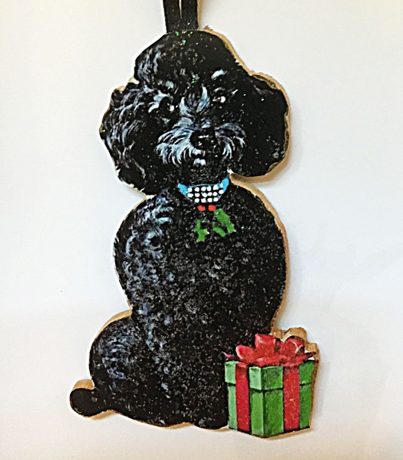 Black Poodle Ornament Handcrafted Wood Christmas Decoration Etsy