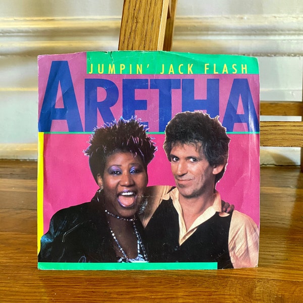 Vintage Original 1985 Aretha Franklin/Keith Richards Jumping Jack Flash/Integrity 45 RPM Record